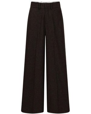 Rossi Broeken ,Zwart ,Wol Elegante Broek Met Wijde Pijpen