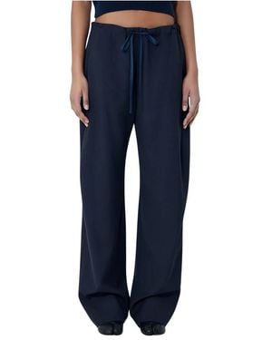 KHAITE Broeken ,Blauw ,Leer Rohen Drawstring Pants