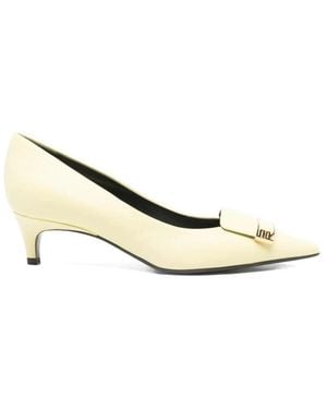 Sergio Rossi Schoenen ,Geel ,Pointed Toe Kitten Heel Pumps - Naturel