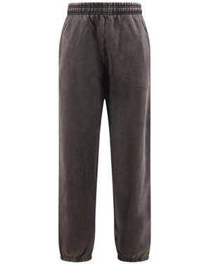 Entire studios Broeken ,Zwart ,Katoen Elastische Katoenen Joggingbroek Met Tailleband - Grijs
