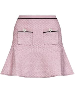Self-Portrait Diamant Gebreide Minirok - Roze
