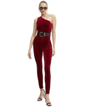 Guess Bailey Velour Jumpsuit - Rood