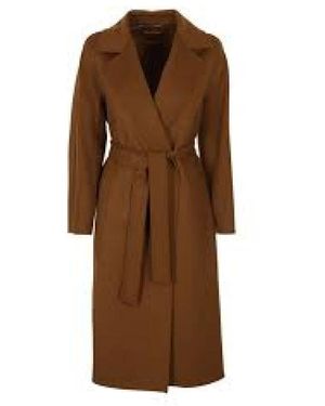 Max Mara Jassen ,Bruin ,Wol Belted Coats