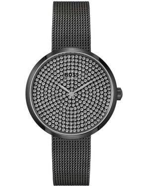 HUGO Cubic Zirconia Dial Quartz Watch - Schwarz