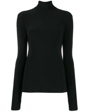 Norma Kamali Truien & Vesten ,Zwart ,Polyester Slim Fit Long Sleeve Turtle Top