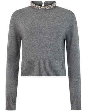 Pinko Round-Neck Knitwear - Gris