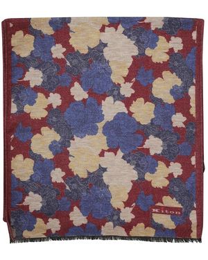 Kiton Roter Kaschmir Blumenschal - Lila
