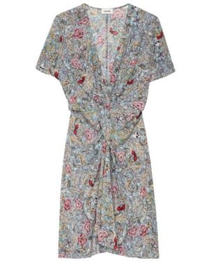 Zadig & Voltaire Multicolour kurzes gerafftes satinkleid - Grau