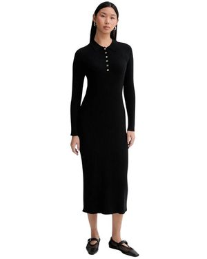 Paul Smith Kleedjes ,Zwart ,Wol Elastic Knit Midi Jurk