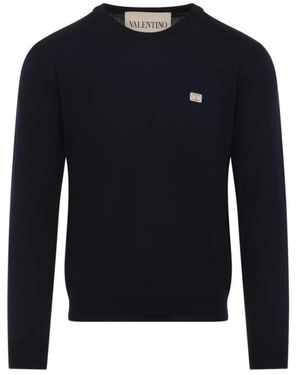 Valentino Vlogo Patch Rundhals-Pullover - Blau