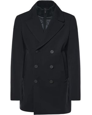 Rrd Jassen ,Zwart ,Nylon Double-Breasted Coat - Blauw