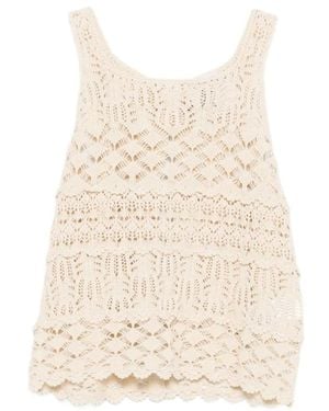 Semicouture Sleeveless Tops - Natural