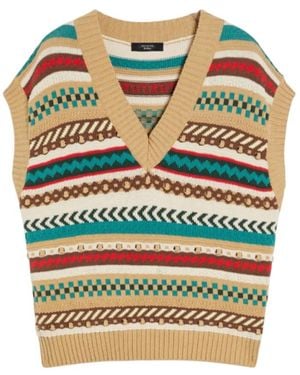Weekend by Maxmara Fair Isle Jacquard Katoenen Gilet Jacket - Meerkleurig