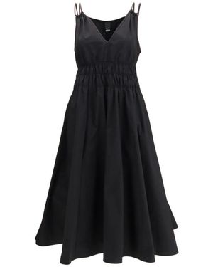 Pinko Dress Shirred V-Neck - Black