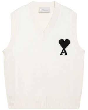 Ami Paris V-Neck Knitwear - Blanco