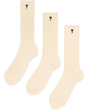 Ami Paris Three-Pack Ami De Coeur Socken - Weiß