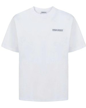 Marcelo Burlon E Leder-T-Shirt mit Kreuzlogo - Weiß