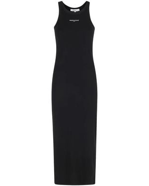 Maison Kitsuné Geripptes Tank-Kleid - Schwarz