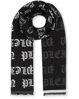 Philipp Plein Long Scarf Gothic Plein - Zwart
