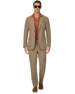 BOGGI Kostuums ,Leer Pure Linen Suit - Bruin