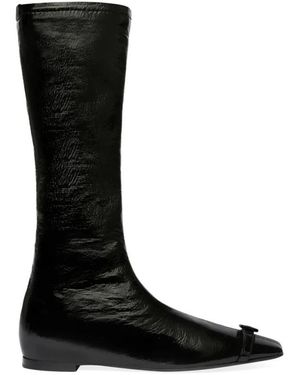 Courreges Schoenen ,Zwart ,Katoen Platte Gesp Vinyl Laarzen