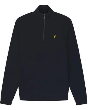 Lyle & Scott Hoodies & Sweatvesten ,Blauw ,Katoen Loopback Quarter Zip Sweat