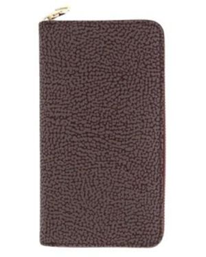Borbonese Accessoires ,Rood ,Leer Portemonnee Met Ritssluiting - Paars