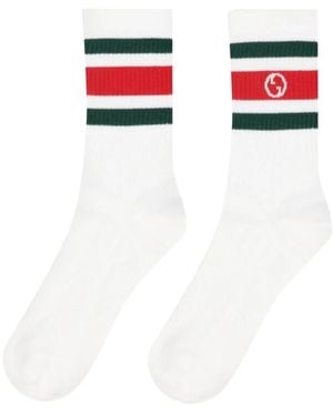 Gucci Calcetines De Algodón Con Gg Redonda, Talla - Blanco