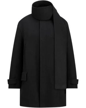 Dior Christian Scarf Collar Long-Sleeved Coat - Black