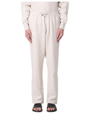 Boglioli Blaue Leinenhose Mit Kordelzug - Pink