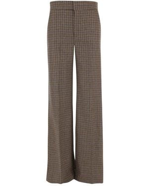 Sa Su Phi Broeken ,Bruin ,Wol Geklede Wollen Broek Met Pied-De-Poule Patroon