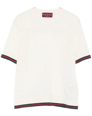 Gucci Weißes Top Mit Gcollo Design