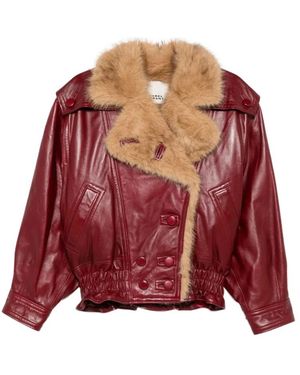 Isabel Marant Leren Jack Met Borgkraag - Rood