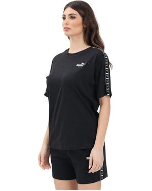 PUMA Tops ,Zwart ,Zwarte Tape T-Shirt En Polo