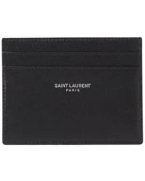 Saint Laurent Zwarte Leren Kaarthouder Portemonnee