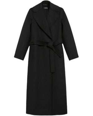 Max Mara Jassen ,Zwart ,Wol Poldo Robe Coat