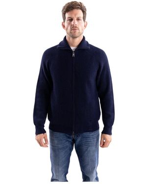 ATOMOFACTORY Truien & Vesten ,Blauw ,Wol Trui Met Volledige Ritssluiting En Hoge Hals