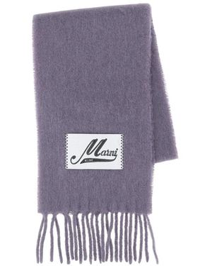 Marni Accessoires ,Paars ,Geborstelde Alpaca Sjaal