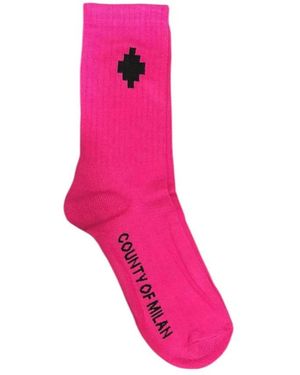 Marcelo Burlon Logo Cross High Socks - Pink