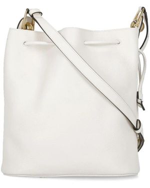 Furla Ivory Pebbled Leder Schultertasche - Weiß