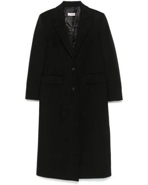 Alberto Biani Zwarte Wollen Jas Met Pieklapels