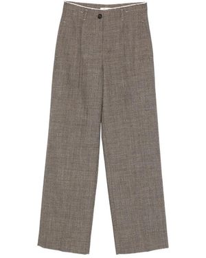 Tela Broeken ,Bruin ,Leer Broek Met Rafelrand En Marl-Effect - Grijs
