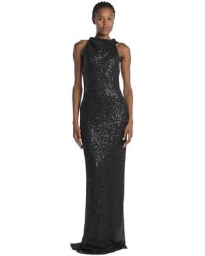 Rebecca Vallance Schwarzes Pailletten Langes Kleid