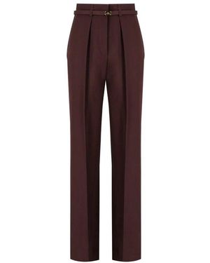 Elisabetta Franchi Kakao Wollhose Mit Gürtel - Lila