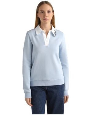 KARL LAGERFELD Hoodies & Sweatvesten ,Blauw ,Katoen Contrast Logo Embroidery Sweatshirt