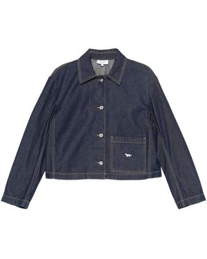 Maison Kitsuné Denim Cropped Jacket - Blauw