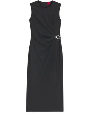 HUGO Kleedjes ,Zwart ,Polyester Klinda Midi Jurk