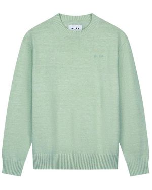 OLAF HUSSEIN Essential knit pullover hellgrün,essenzieller strickpullover dunkelblau