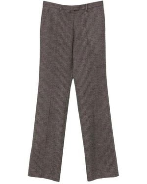 Etro Broeken ,Grijs ,Wol Check Straight Broeken
