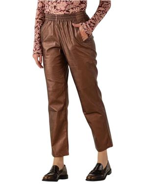 Louizon Broeken ,Bruin ,Bronzen Viscose Broek Voor Herfst/Winter